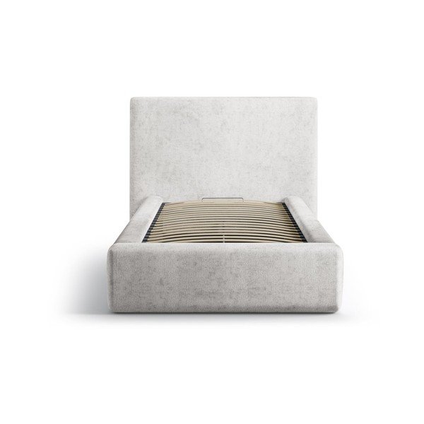 Letto singolo imbottito grigio chiaro con contenitore con rete inclusa 90x200 cm Amy – Micadoni -image-3