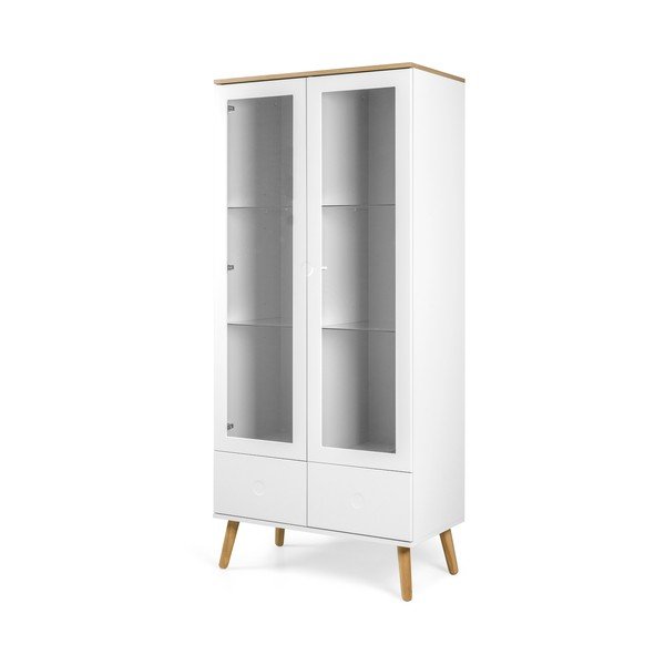 Vetrina bianca con gambe in rovere, altezza 175 cm Dot - Tenzo-image-2