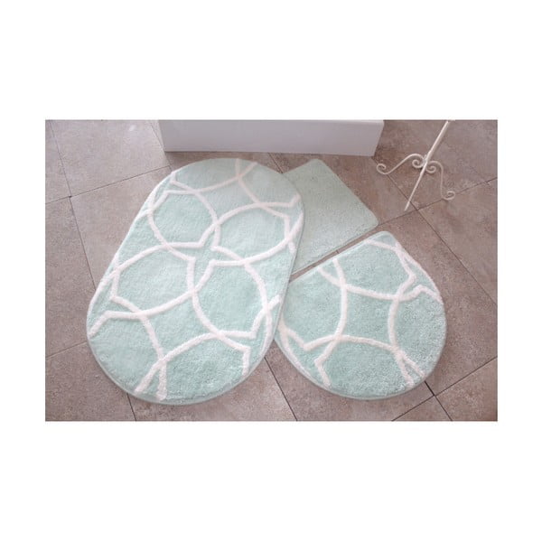 Set di 3 tappetini da bagno verde menta Bonne - Foutastic