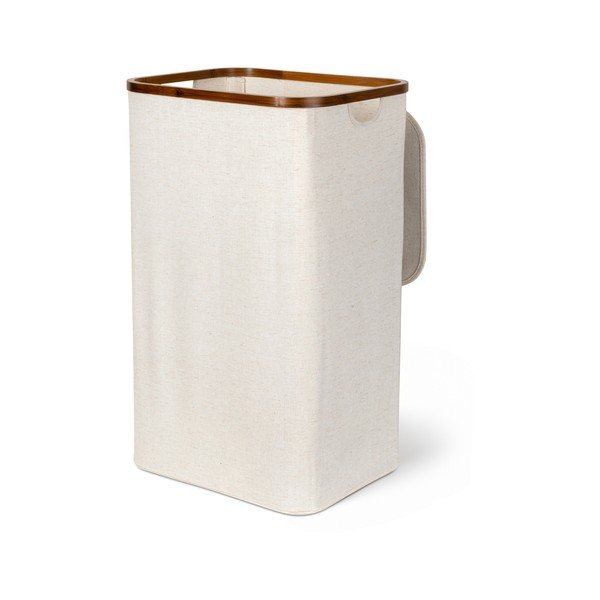 Cesta per il bucato color crema in tessuto Bamboo/Linen – Bigso