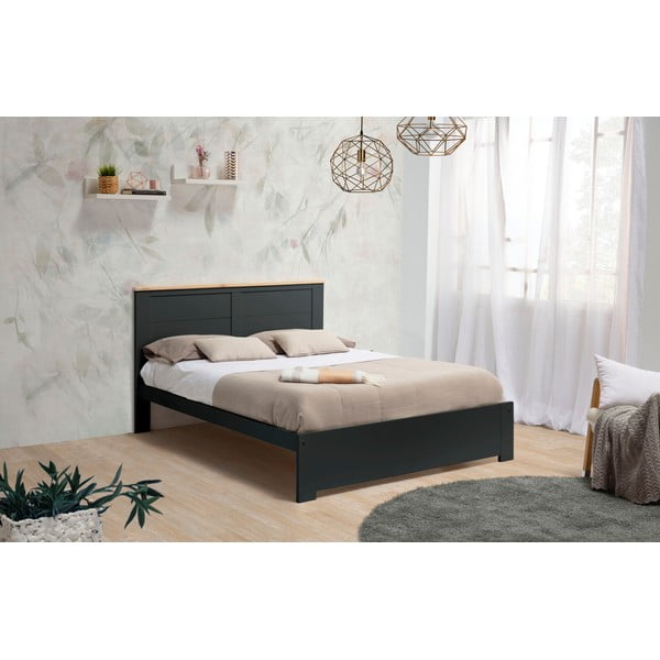 Letto matrimoniale antracite 140x190 cm Akira - Marckeric-image-1