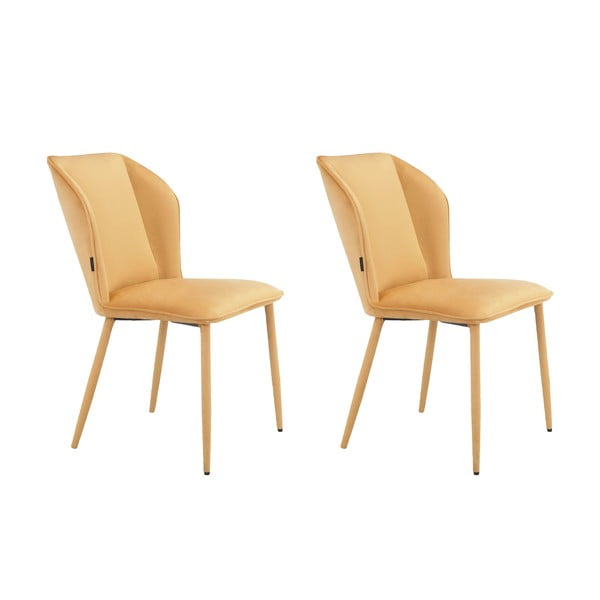 Set di sedie da pranzo in velluto giallo 2 pz Wilma - Støraa-image-4