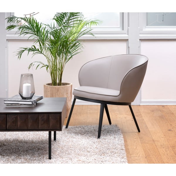 Poltrona grigia e beige in similpelle  Gain - Unique Furniture-image-1