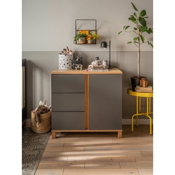 Cassettiera grigia, altezza 85 cm Altitude - Vox-image-3