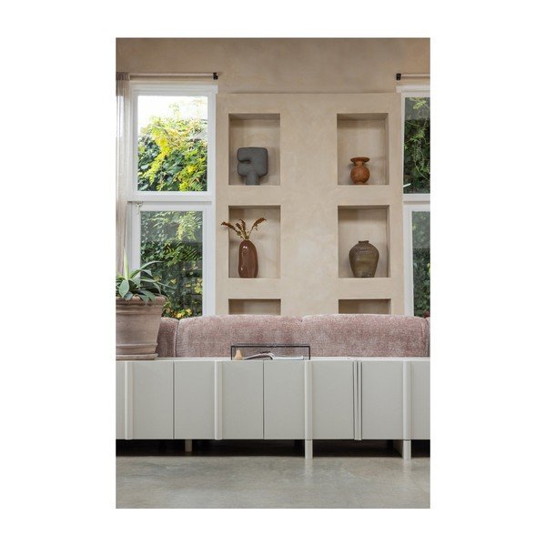 Mobile TV grigio chiaro in pino massiccio 152x53x46 cm Basu – WOOOD-image-1