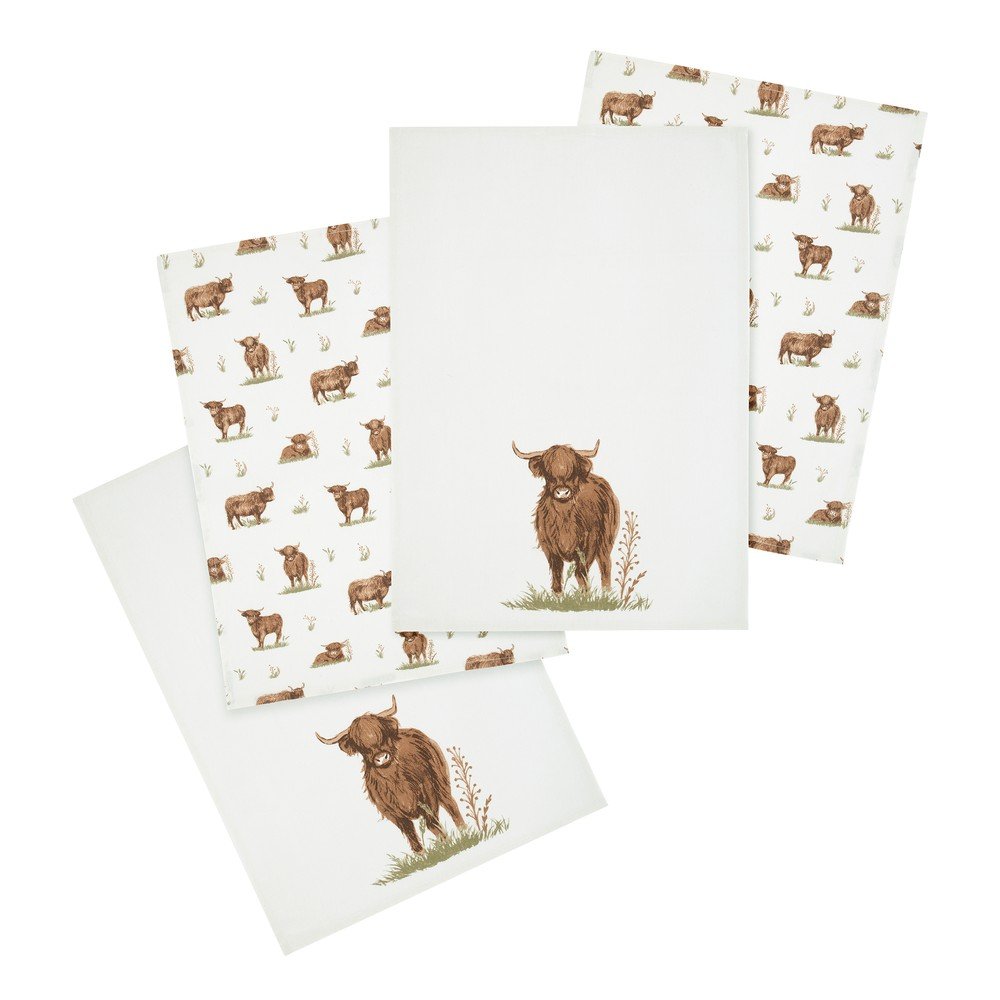 Set di strofinacci in cotone 4 pz 50x70 cm Angus Highland Cow – Catherine Lansfield | Asciugamani da cucina