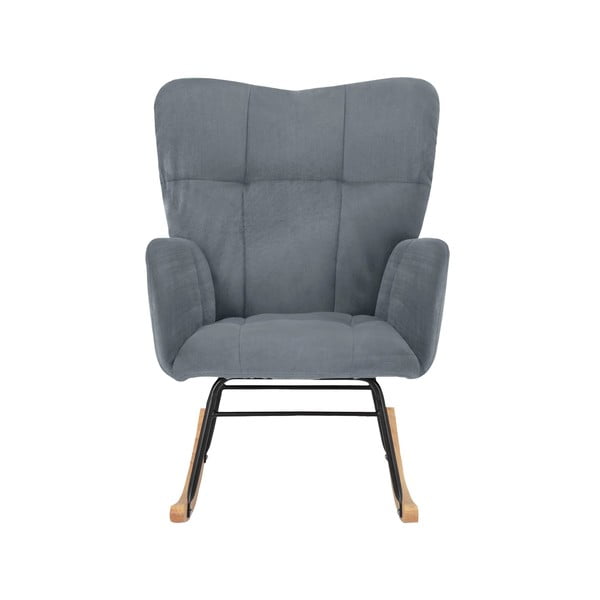 Poltrona a dondolo in velluto grigio Elza - Støraa-image-1