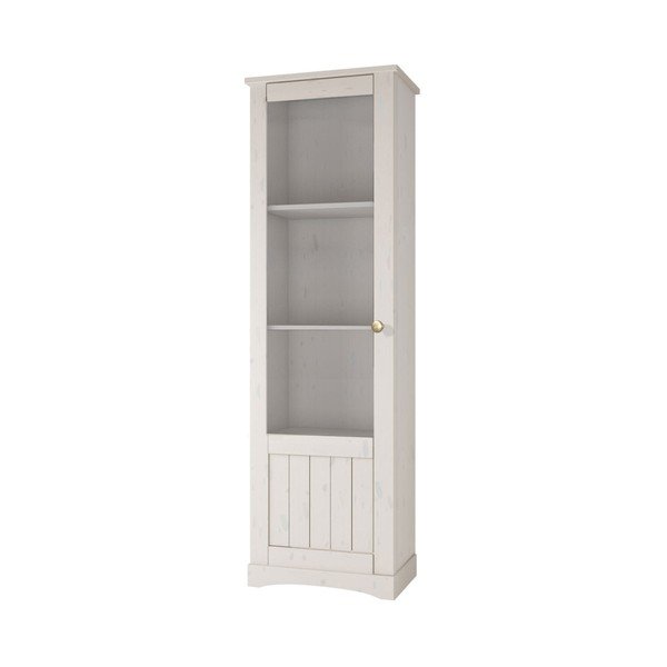 Vetrina stretta bianca in legno di pino massiccio Yvonne, altezza 180 cm - Støraa-image-1