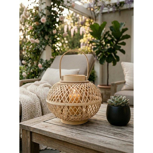 Lanterna in bambù (altezza totale 24 cm) – Ego Dekor-image-1