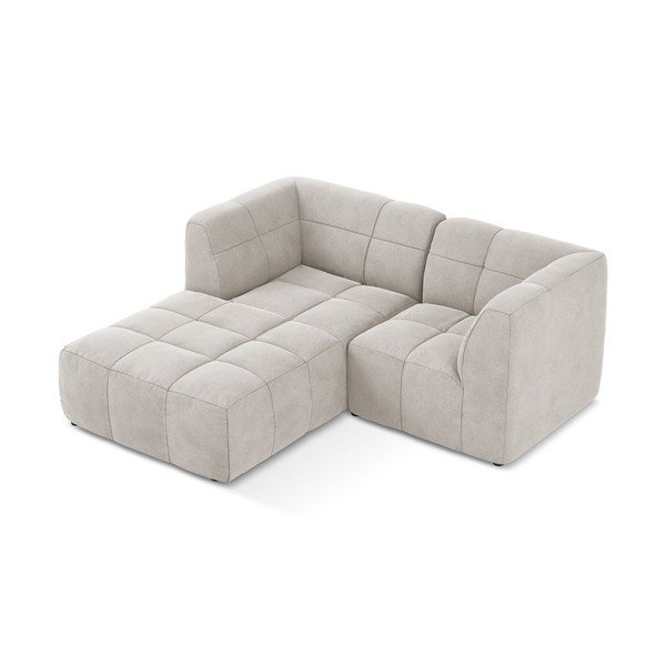 Divano angolare beige (con penisola a sinistra/con chaise lounge) con rivestimento in velluto Aloha – Makamii-image-3
