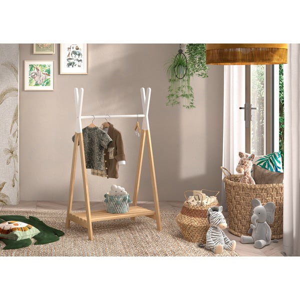 Scaffale in legno di pino per bambini in colore bianco e naturale KIDDY - Vipack-image-1