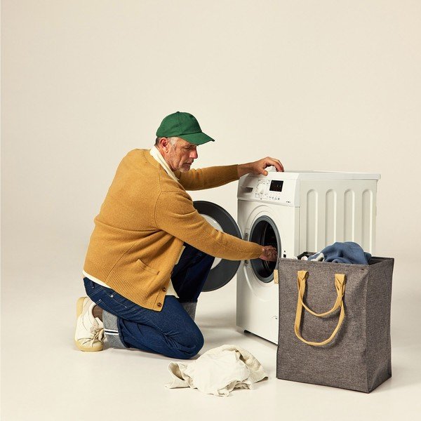 Cesta per il bucato grigia in tessuto 53 l Laundry Hub Tweed – Rolser-image-3