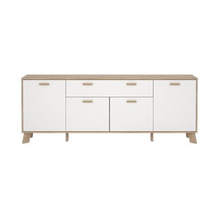 Cassettiera bianca e di colore naturale con effetto rovere 196x73x39 cm Ikast – Tvilum