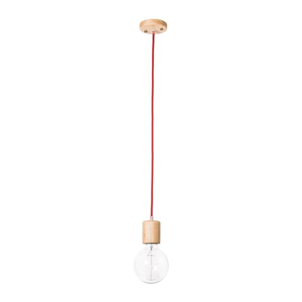 Lampada a sospensione con cavo rosso Wood - SULION