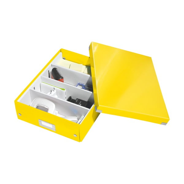 Scatola di cartone giallo con coperchio 28x37x10 cm Click&Store - Leitz