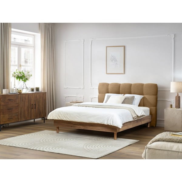 Letto matrimoniale imbottito beige rete inclusa 180x200 cm Kumo - Bobochic Paris-image-3