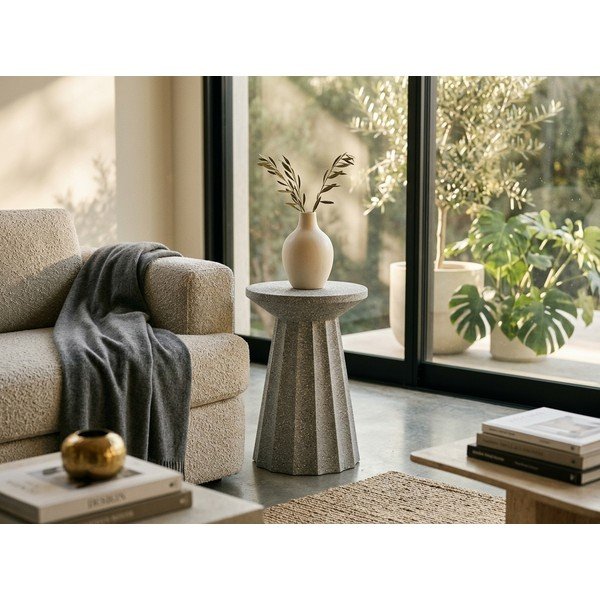 Tavolino da salotto rotondo grigio in acciaio ø 30 cm Adelya – Yes Everyday-image-1