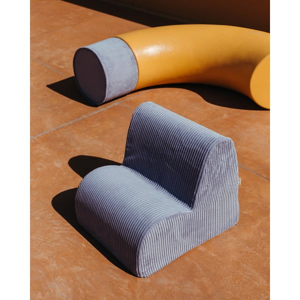 Poltrona per bambini blu con rivestimento in velluto a coste Cloud – Wigiwama-image-3