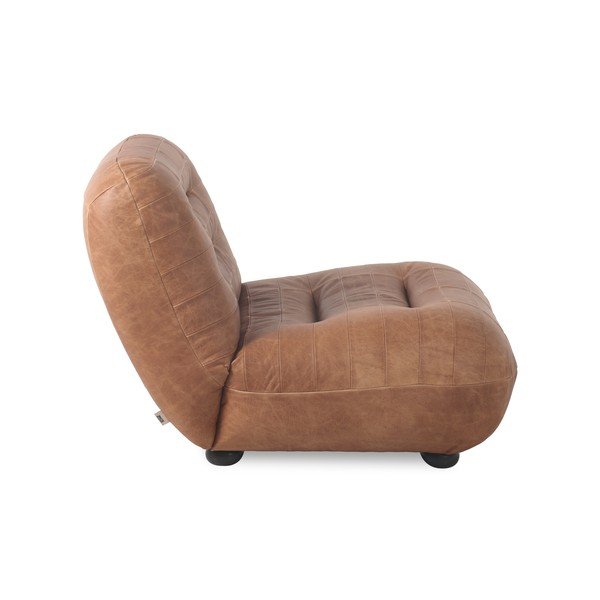 Poltrona marrone cognac con rivestimento in pelle Wyatt – Dutchbone-image-3