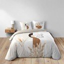 Set copripiumino e federa bianco/beige in cotone per letto matrimoniale ed esteso 240x220 cm Natacha – douceur d'intérieur