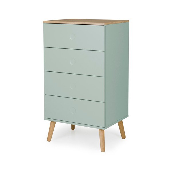 Cassettiera verde con gambe in rovere, larghezza 55 cm Dot - Tenzo-image-2