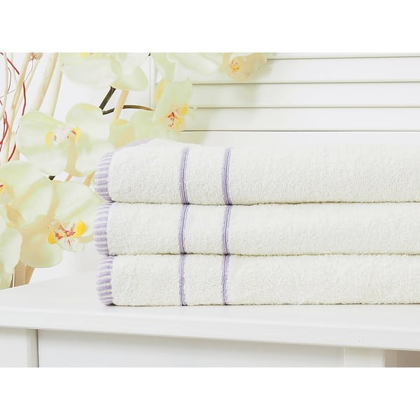 Asciugamano in crema e lavanda 50x90 cm - B.E.S.-image-1