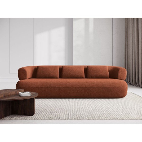 Divano color terracotta con rivestimento in bouclé 200 cm Jenny – Micadoni -image-1