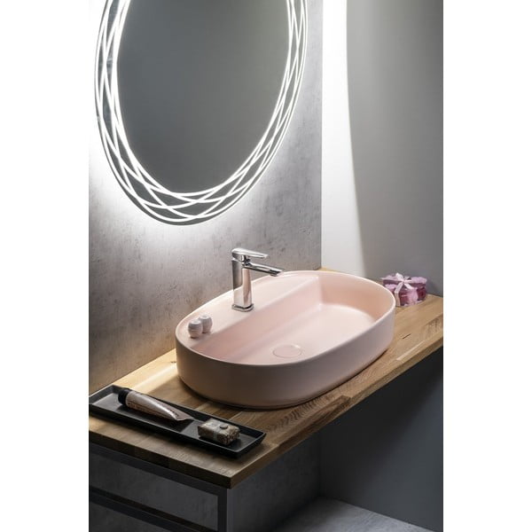 Lavabo rosa in ceramica 60x40 cm Infinity Oval – Sapho-image-1
