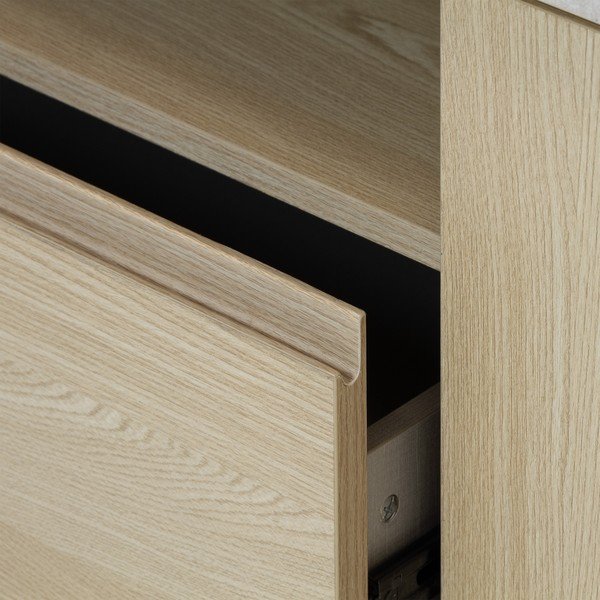 Mobile TV bianco/colore naturale chiaro con effetto rovere 153x50x45 cm Dore – Marckeric-image-2