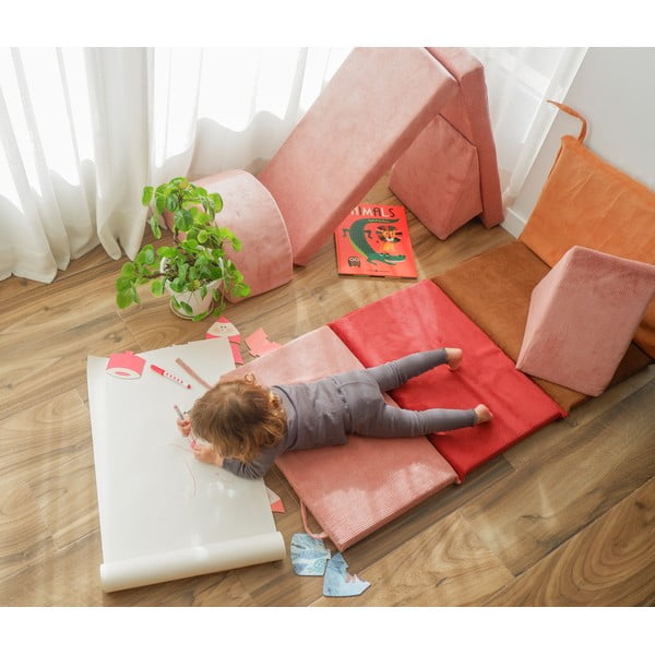 Set per psicomotricità rosa chiaro in velluto a coste 75x41x7 cm Bloque Montessori – Little Nice Things-image-4