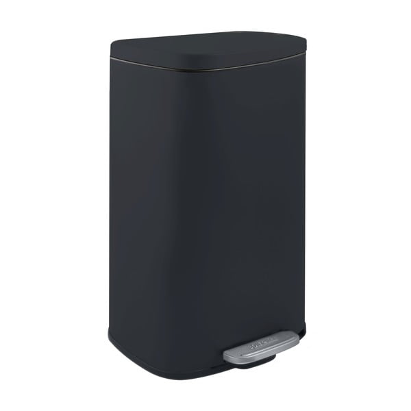 Cestino per la spazzatura nero opaco in acciaio con pedale 50 l   Akira – Spirella
