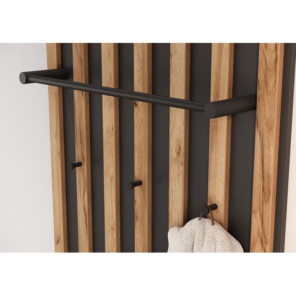 Pannello appendiabiti color antracite/di colore naturale con effetto rovere 64x148x14 cm Renell – Germania-image-3