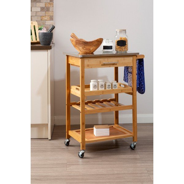 Tavolino da servizio in bambù su ruote 41x58 cm Harlow – Premier Housewares-image-1
