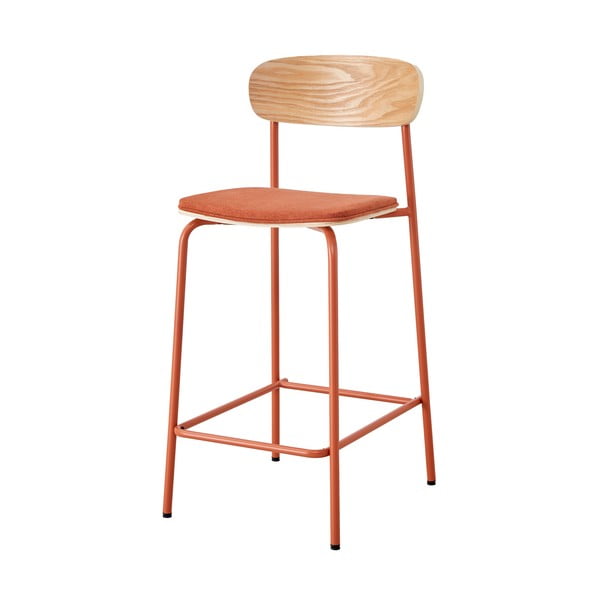 Set di 2 sgabelli da bar in colore rosso e naturale (altezza seduta 66 cm) Adriana - Marckeric-image-2