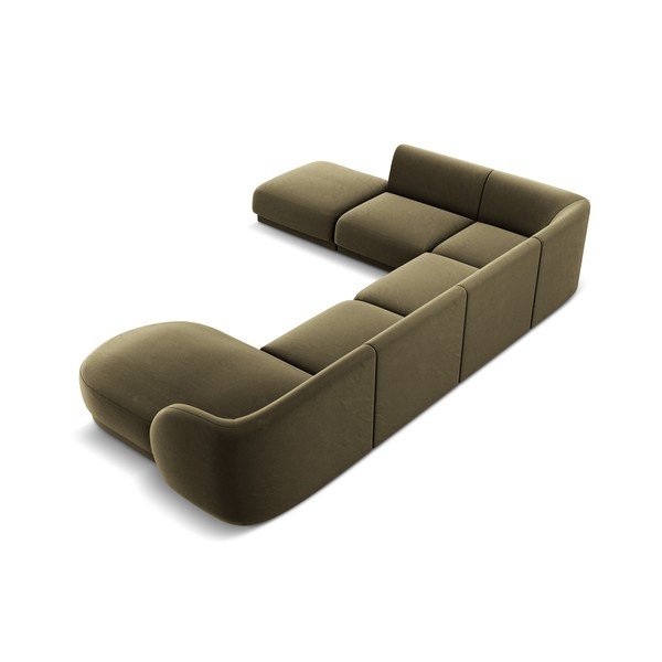 Divano angolare in velluto verde (angolo sinistro/U) Miley - Micadoni Home-image-4