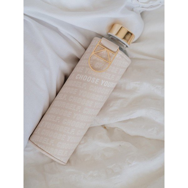 Bottiglia in vetro borosilicato beige con involucro in pelle Choose, 750 ml Mismatch - Equa-image-1