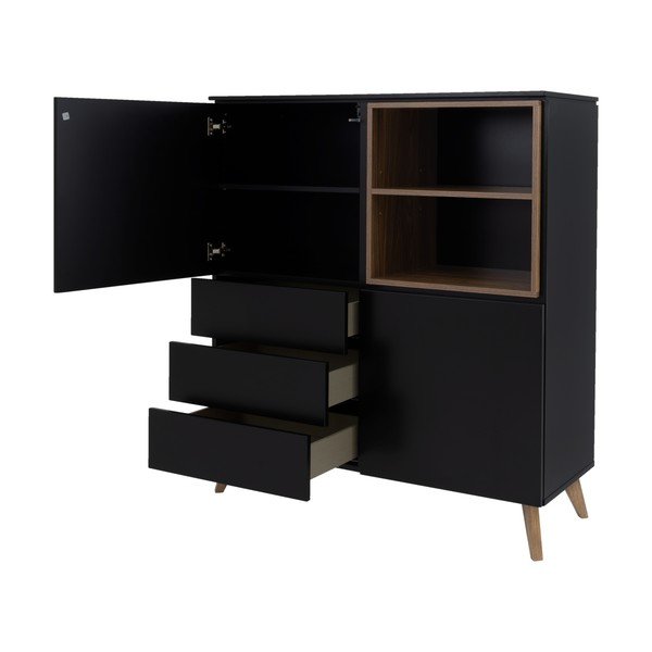 Cassettiera alta in noce in colore nero e naturale 120x133 cm Plain - Tenzo-image-4