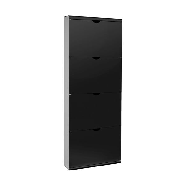 Scarpiera nera in metallo con ante ribaltabili 51x138x16 cm – Household Pleasure