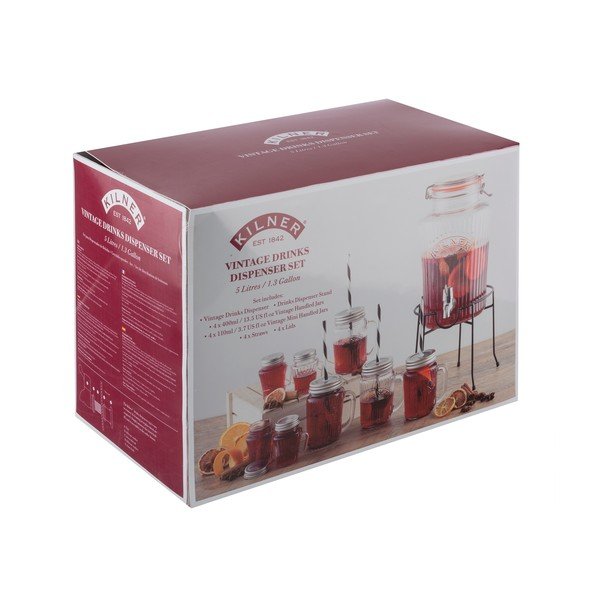 Sada nápojového automatu a 8 sklenic Kilner Vintage-image-1
