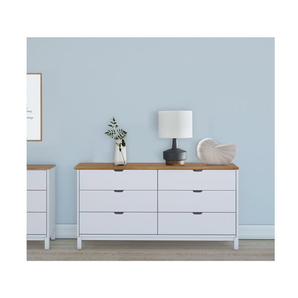 Cassettiera bassa bianca in legno di pino 150x75 cm Post - Støraa-image-1