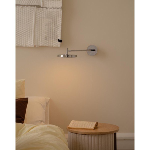 Lampada da parete LED color argento lucido con alimentazione a corrente con struttura flessibile/con intensità regolabile ø 15 cm Asteria Wall Long – UMAGE-image-3