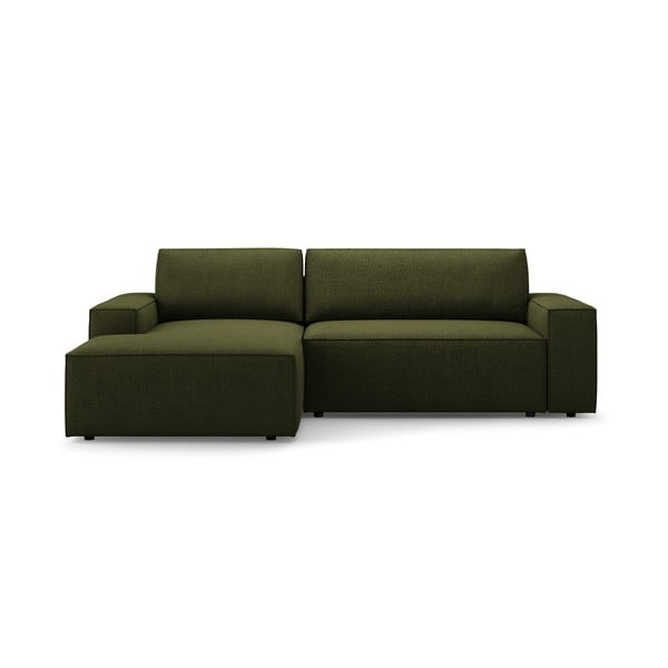 Divano letto angolare verde scuro in tessuto bouclé (angolo sinistro) Jodie - Micadoni Home