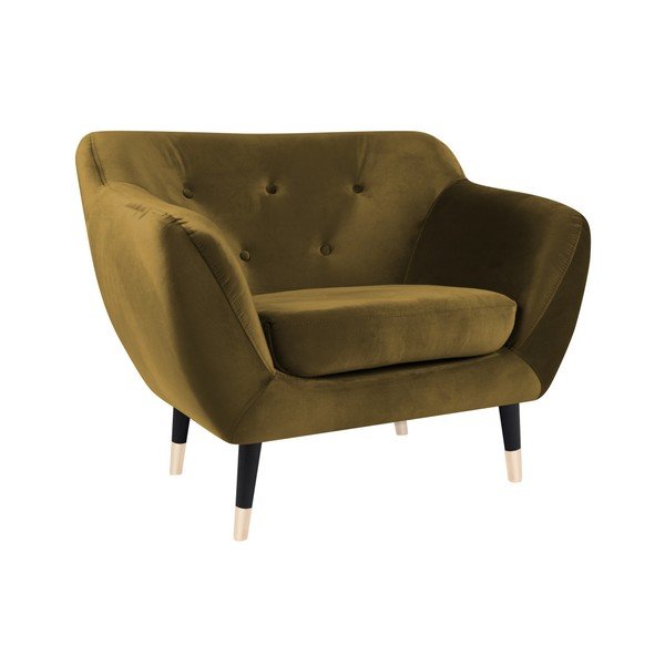Poltrona giallo senape con gambe nere Amelie - Mazzini Sofas-image-2