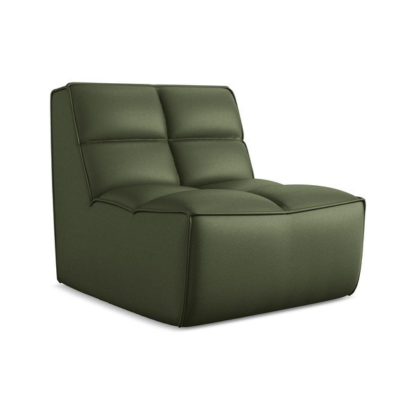 Parte divano componibile verde con rivestimento in finta pelle Kalai – Makamii-image-2