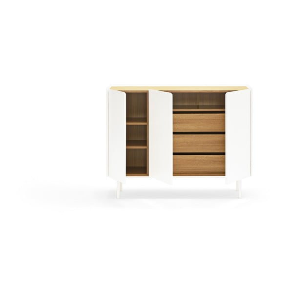 Cassettiera bassa bianca effetto rovere 110x85 cm Arista - Teulat-image-4