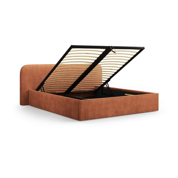 Letto matrimoniale imbottito color mattone con contenitore e rete inclusi 160x200 cm Elizabeth – Micadoni -image-2