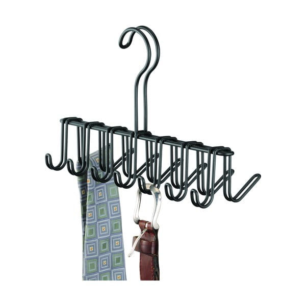 Portacravatte e cinture in metallo nero, 17 x 25 cm Classico - iDesign-image-2