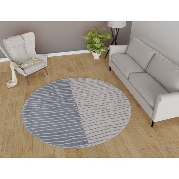 Tappeto rotondo lavabile in grigio e crema ø 120 cm Yuvarlak - Vitaus-image-1