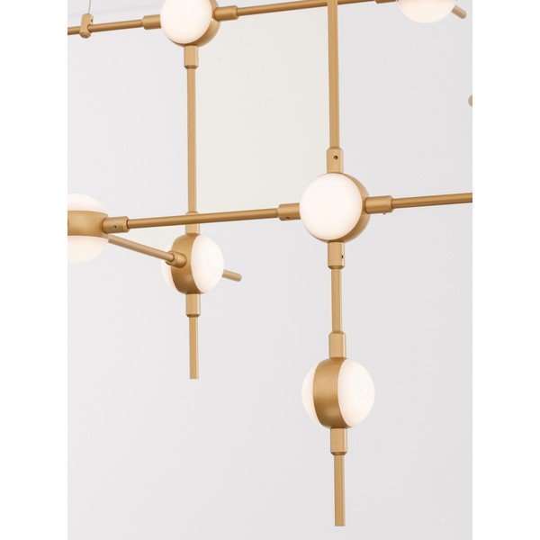 Lampadario LED dorato in metallo con paralume in vetro acrilico con intensità regolabile Atomo – Nova Luce-image-3