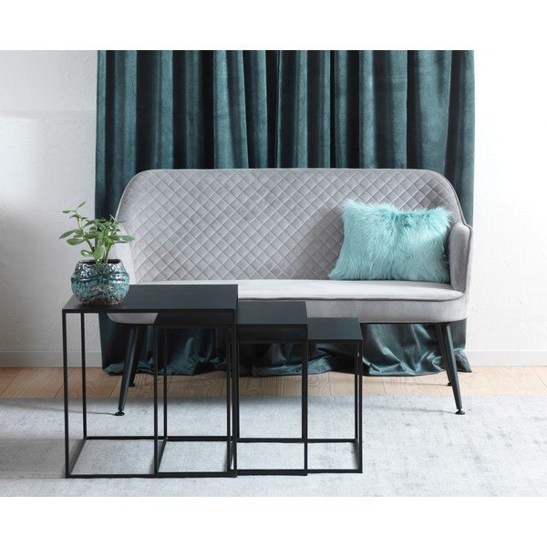 Tavolini in metallo nero in set di 3 pezzi 50x50 cm Pebble - Unique Furniture-image-1